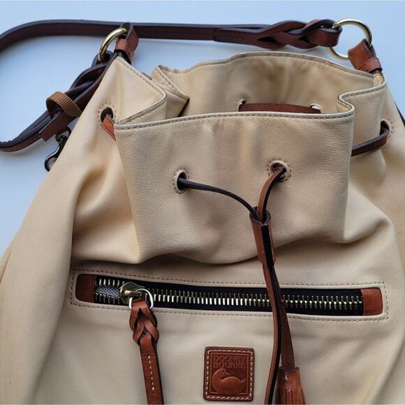 Dooney & Bourke Florentine Large Logan Cream Drawstring Shoulder Bag - Picture 9 of 15